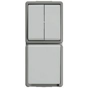 Комбинация двухклавишного выключателя и розетки с крышкой, IP44 Delta Flache Siemens...