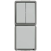 Комбинация двухклавишного выключателя и розетки с крышкой и защитными шторками, IP44 Delta Flache Siemens