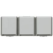 Розетка с крышкой тройная, горизонтальная с защитными шторками, IP44 Delta Flache Siemens